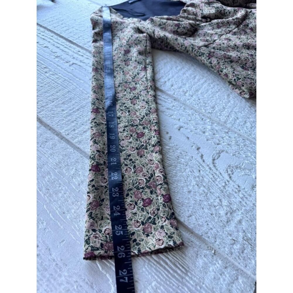 ZARA Dress Womens XS Floral Rose Print Long Sleeve Square Neck Mini‎ Bodycon - Picture 16 of 16